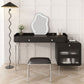 Glam Makeup Vanity Set with Glass Top, Black Vanity Dressing Table Set Clearhalo 'Bedroom Furniture' 'furn' 'furn_makeup_vanities' 'Furniture' 'Makeup Vanities' 'makeup_vanities' 1200x1200_eb8156e5-b026-4498-90ec-706dcf21a6a6