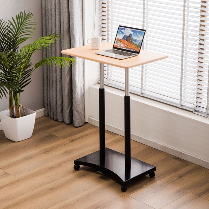 Rectangular Shaped Wood Office Writing Table Metal Legs with Wheels