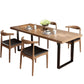 Rectangular Solid Wood Restaurant Dining Table Modern Brown Furniture with Double Pedestal