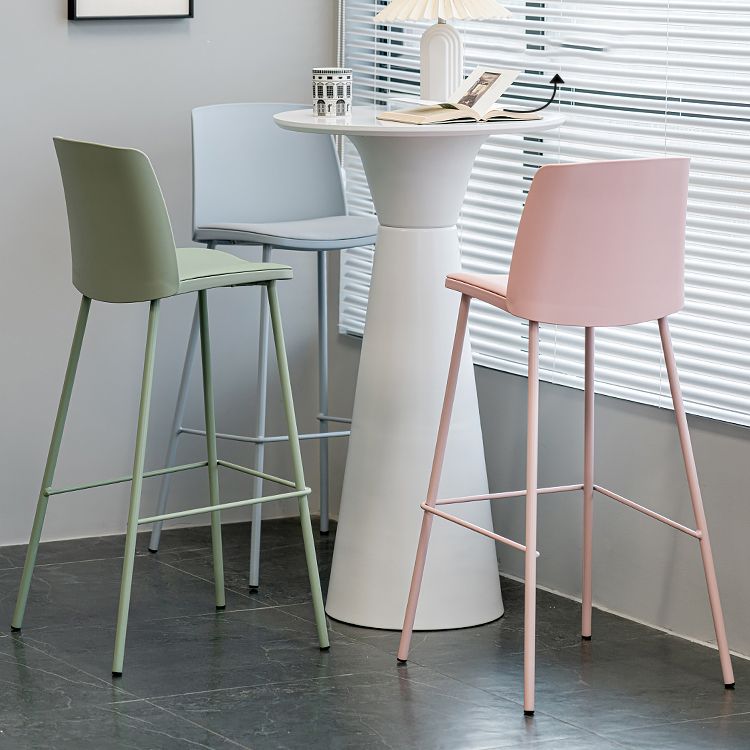 Nordic Bar-stool Plastic Counter Bar Stool with Metal Legs for Home Clearhalo 'Bar Furniture' 'Bar Stools' 'bar_stools' 'furn' 'furn_bar_stools' 'Furniture' 'furniture_bar_stools' 'Kitchen & Dining Furniture' 1200x1200_eb830dbb-3075-47dd-ba05-6d8fbd1a33d9