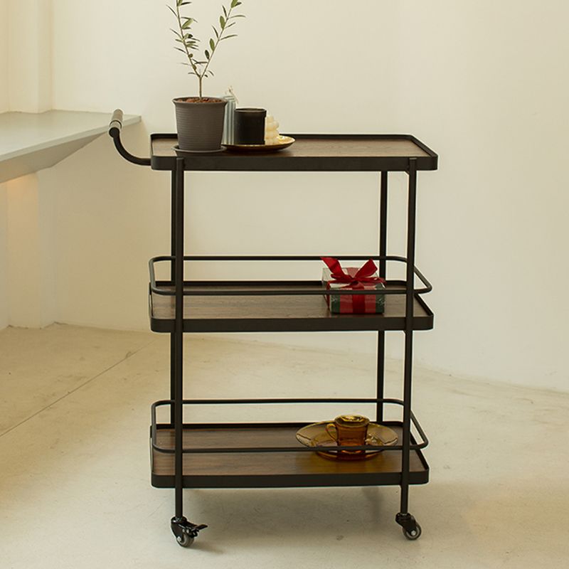 Moderno carrello da cucina da cucina da 35,43 "h in metallo rettangolare carrello da cucina rettangolare