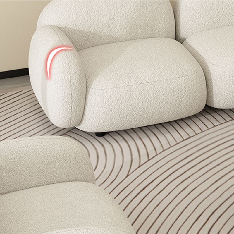 Square Arm Wool Sofa Scandinavian 1/2/3-Seater Sofa in White