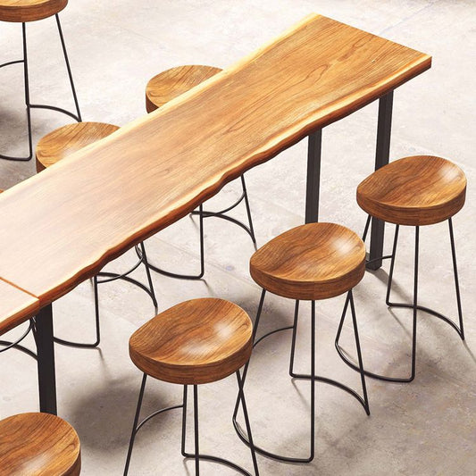 Modern Rectangle Bar Dining Table Wood Sled Bar Height Cocktail Table with Iron Base Clearhalo 'Bar Furniture' 'Bar Tables' 'bar_tables' 'furn' 'furn_bar_tables' 'Furniture' 'furniture_bar_tables' 'Kitchen & Dining Furniture' 'kitchen&dining_furn' 'kitchen' 1200x1200_eb875f94-40cb-41c7-a37a-c76f7383a15f