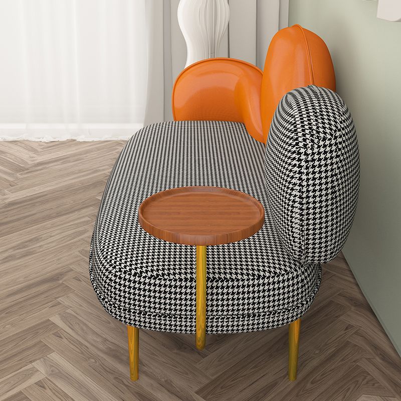 Hedendaagse gebogen bank hellende armbank met opslaglade voor woonkamer