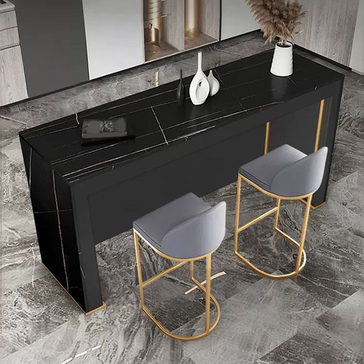 Set tavolo da bar moderno con piano in pietra Tavolo da bar rettangolare da 1/3 pezzi con sgabelli imbottiti
