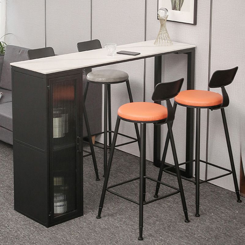 Modern Bistro Bar Table Sintered Stone Bar Table with Storage Clearhalo 'Bar Furniture' 'Bar Tables' 'bar_tables' 'furn' 'furn_bar_tables' 'Furniture' 'Kitchen & Dining Furniture' 1200x1200_eb8a5922-8957-496a-81fb-13d6c88275be