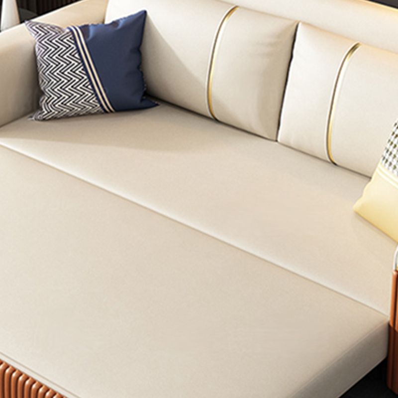 Modern Fucice Donno in pelle Sleeter Impietato Braccia quadrata divano letto in arancione