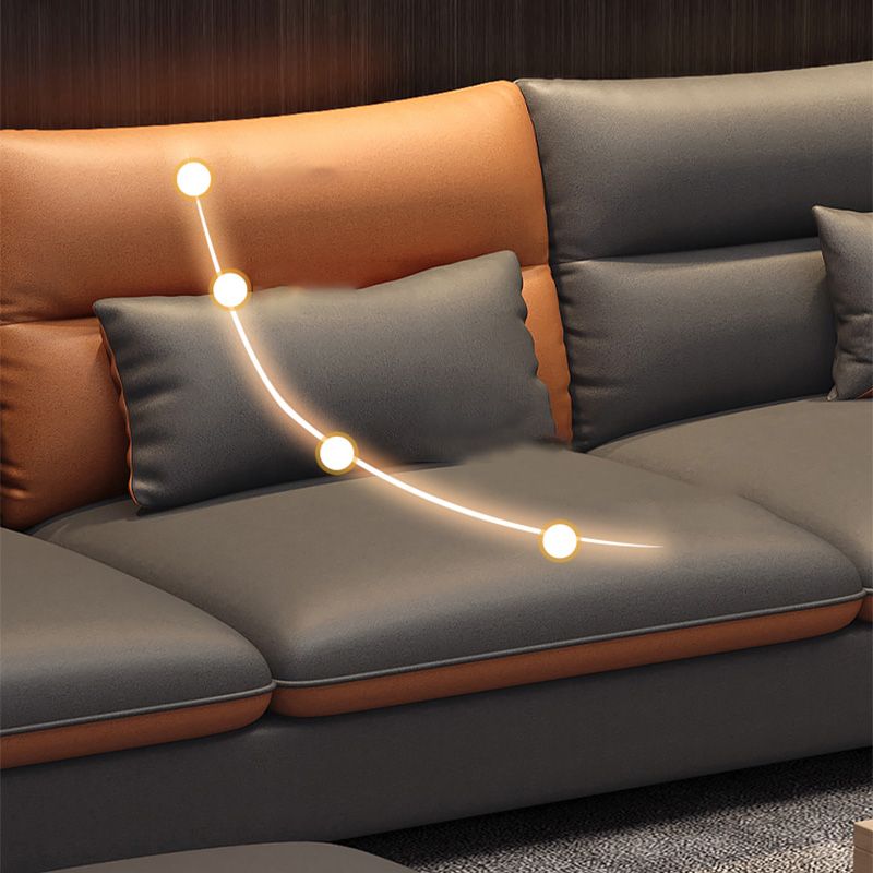 Contemporary Right Hand Facing Sofa & Chaise L-Shape Faux Leather Sofa Clearhalo 'furn' 'furn_sectionals' 'Furniture' 'Living Room Furniture' 'Sectionals' 1200x1200_eb8c335d-90f1-4f50-be57-7ae723916b91