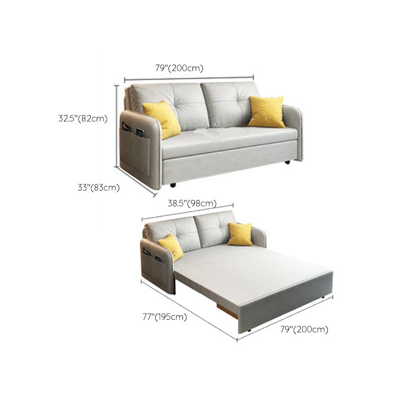 Faux leather Sleeper Sofa Light 32.67" Wide Gray Sofa Bed with Upholstered Clearhalo 'furn' 'furn_futons' 'Furniture' 'Futons & Daybeds' 'Futons' 'Living Room Furniture' 1200x1200_eb8cbdb2-436d-487c-9c61-b3d6d7d416df
