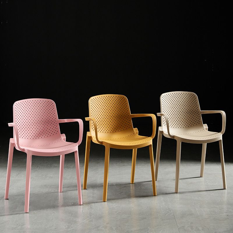 Contemporary Plastic Arm Chair Kitchen Dining Room Solid Back Chair Clearhalo 'Dining Chairs' 'Dining Tables & Seating' 'dining_chair' 'Furniture' 'furniture_dining_chair' 'Kitchen & Dining Furniture' 1200x1200_eb8e4507-7707-4890-acad-d9c55c086b2c