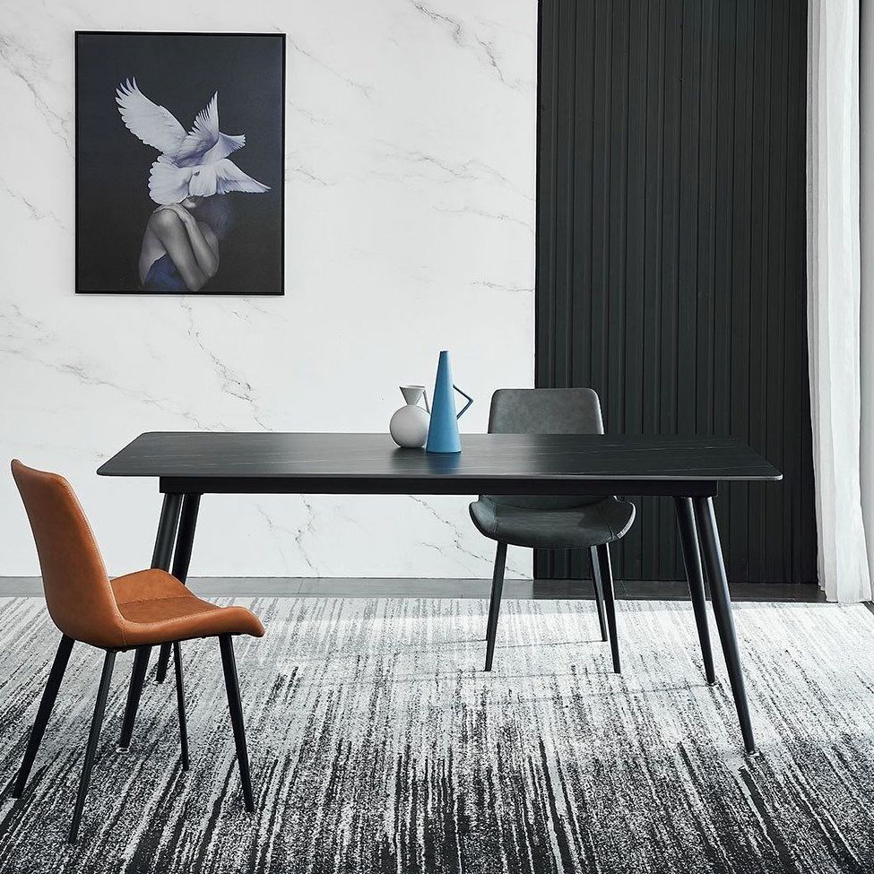 Contemporary Rectangle Dining Table Sintered Stone Table with 4 Legs for Home Kitchen Dinner Clearhalo ' dining_table' 'Dining Tables & Seating' 'Dining Tables' 'furn' 'furn_dining_table' 'Furniture' 'furniture_dining_table' 'Kitchen & Dining Furniture' 'kitchen&dining_furn' 'kitchen' 'kitchen_dining_table' 1200x1200_eb8f6340-3c28-40d5-9ed7-42dc3ab28140