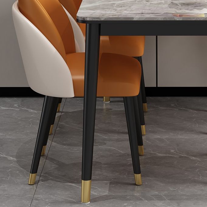 Glam Iron Dining Table Set 1/2/5/7 Pieces Rectangle Dinette Set with Sintered Stone Top Clearhalo 'Dining Room Sets' 'Dining Tables & Seating' 'dining_room_set' 'furn' 'furn_dining_room_set' 'Furniture' 'Kitchen & Dining Furniture' 1200x1200_eb8f946c-218a-4a54-b56d-2816b761540f