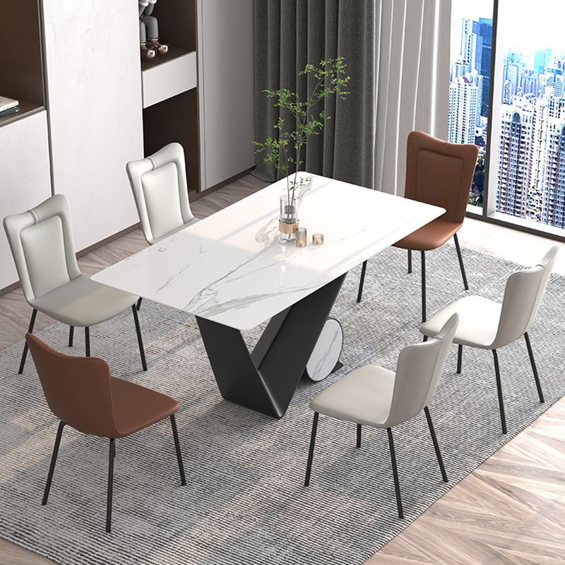 Black Iron Legs Dining Chairs Modern Faux Leather Armless Side Chair Clearhalo 'Dining Chairs' 'Dining Tables & Seating' 'dining_chair' 'furn' 'furn_dining_chair' 'Furniture' 'Kitchen & Dining Furniture' 1200x1200_eb8fc7e8-d22e-41b2-b713-c506c7334bff