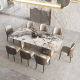 Traditional Luxury Double Pedestal Table Stainless Steel Base Rectangle Dinner Table Clearhalo 'Dining Tables & Seating' 'Dining Tables' 'dining_table' 'furn' 'furn_dining_table' 'Furniture' 'Kitchen & Dining Furniture' 1200x1200_eb902b62-69c6-40a0-8d56-fabae5c31710