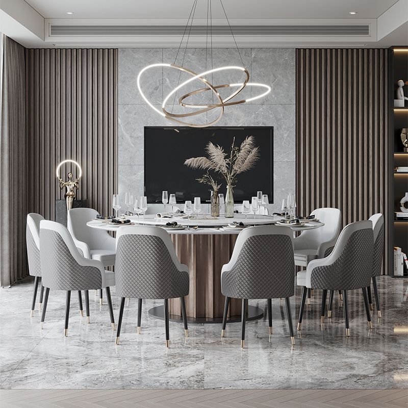 Round Pedestal Dining Table Traditional Luxury Furniture with Turntable Clearhalo 'Dining Tables & Seating' 'Dining Tables' 'dining_table' 'furn' 'furn_dining_table' 'Furniture' 'Kitchen & Dining Furniture' 1200x1200_eb925fe6-af81-4e4c-b730-7b3d98f2b0f5