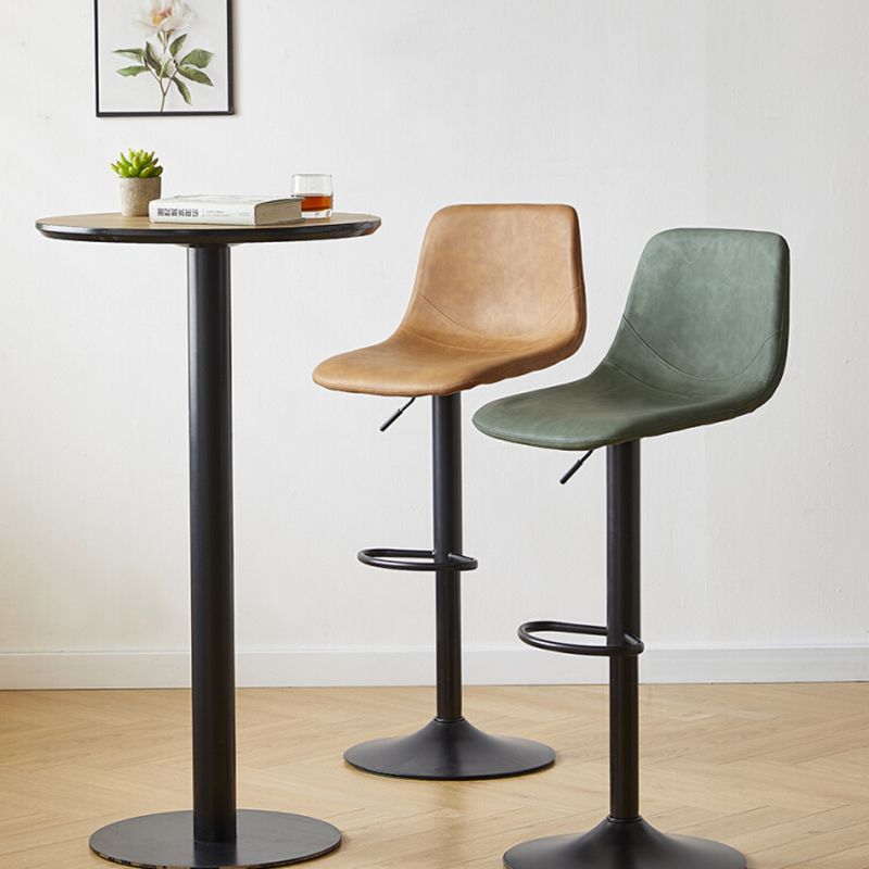 Industrial Style Bar Chair Adjustable Height Leather Seat Metal Leg for Counter Bar Clearhalo 'Bar Furniture' 'Bar Stools' 'bar_stools' 'furn' 'furn_bar_stools' 'furniture_bar_stools' 'Kitchen & Dining Furniture' 'kitchen&dining_furn' 'kitchen' 'kitchen_furn' Furniture' 1200x1200_eb943b90-fe71-49fa-97c3-1cddc06aeead