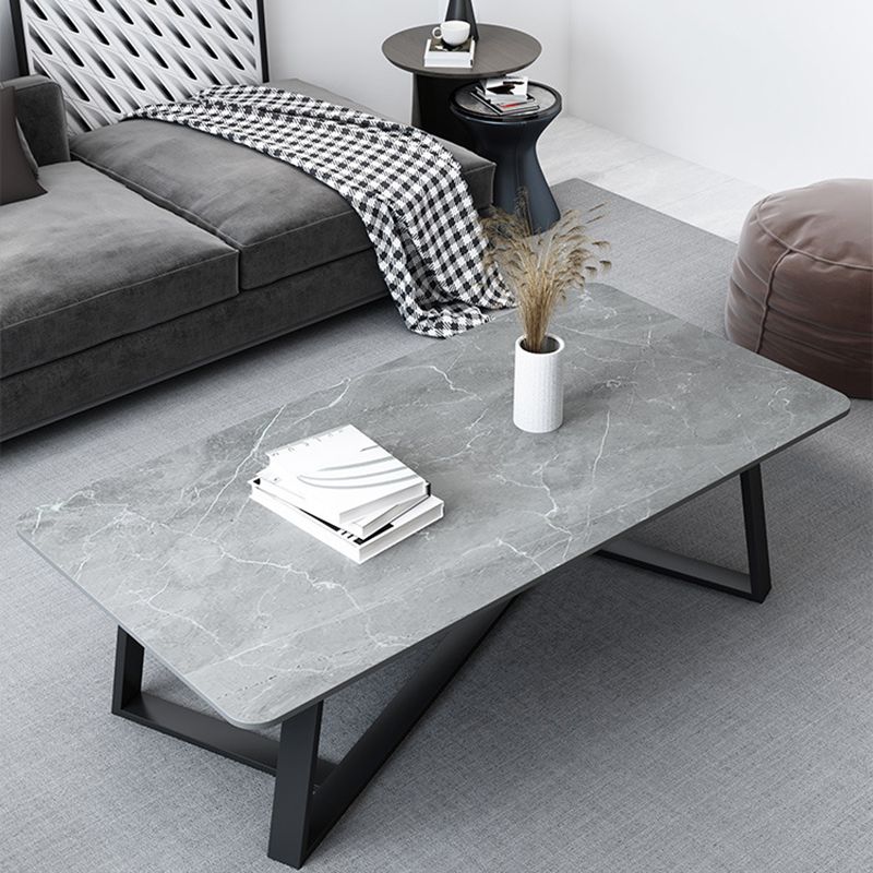 Trestle Marble Cocktail Table Contemporary Rectangular Coffee Table Clearhalo 'Coffee & Accent Tables' 'Coffee Tables' 'coffee_tables' 'furn' 'furn_coffee_tables' 'Furniture' 'Living Room Furniture' 1200x1200_eb97e6b7-e857-42da-a027-9e0acfc19dab