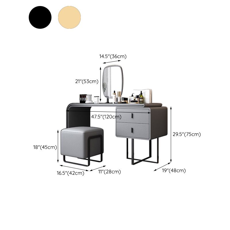 Set da tavolo da toeletta per vanità per trucco in pelle glam