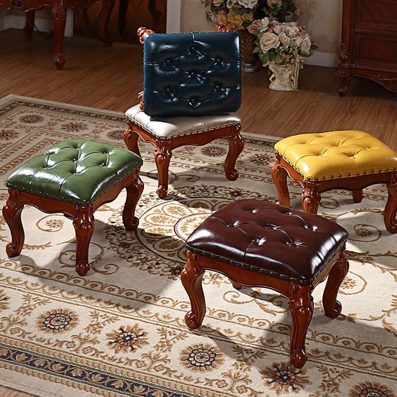 Mid-Century Modern Ottoman Faux Leather Tufted Nailhead Trim Rectangle Ottoman Clearhalo 'furn' 'furn_ottomans_poufs' 'Furniture' 'Living Room Furniture' 'Ottomans & Poufs' 'ottomans_poufs' 1200x1200_eba2c001-cb73-4b3f-8778-8de5609685ea