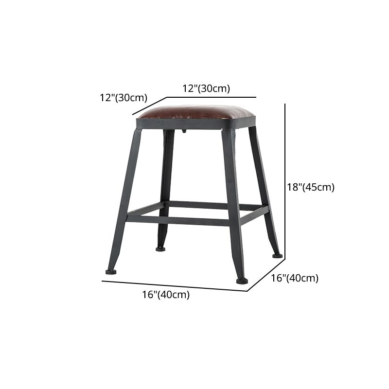 Industrial Armless Backrest Counter Stool Iron Cafe Bar Stool with Leather Cushion Clearhalo 'Bar Furniture' 'Bar Stools' 'bar_stools' 'furn' 'furn_bar_stools' 'Furniture' 'furniture_bar_stools' 'Kitchen & Dining Furniture' 1200x1200_eba2f4c0-9691-432e-ab30-9e875e34fd69