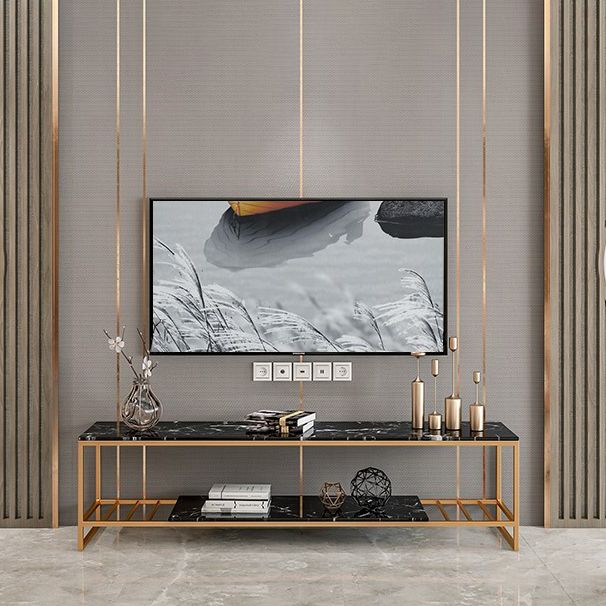 17.72 "H TV Stand Open Rangement Glam Style Console TV avec 2 étagères pour le salon