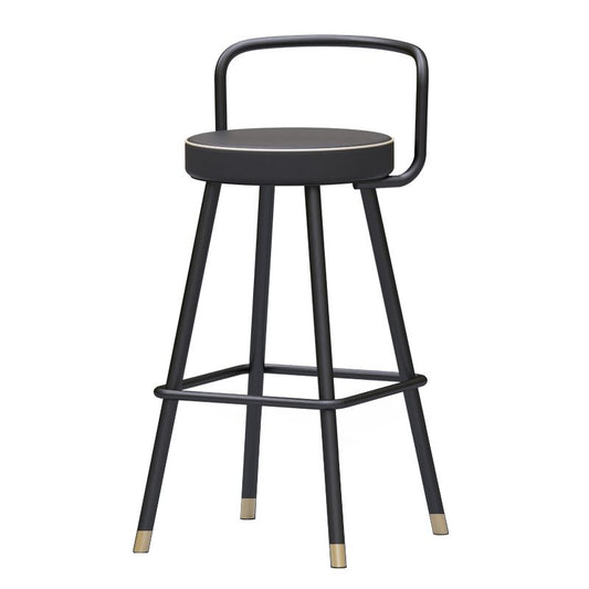 Glam Footrest Round Counter-height Stool Low Back Leather Counter Stool Clearhalo 'Bar Furniture' 'Bar Stools' 'bar_stools' 'furn' 'furn_bar_stools' 'Furniture' 'furniture_bar_stools' 'Kitchen & Dining Furniture' 1200x1200_eba7a3df-9ebd-4dbe-97a7-0797fa526964