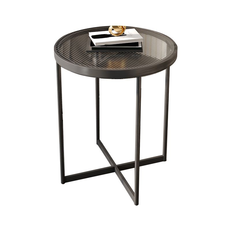 Modern Glass Round Side End Table Cross Legs Sofa Corner Table Clearhalo 'Coffee & Accent Tables' 'End & Side Tables' 'end_side_tables' 'furn' 'furn_end_side_tables' 'Furniture' 'Living Room Furniture' 1200x1200_eba8535a-25f7-41a6-9b91-54a6e954b8a6