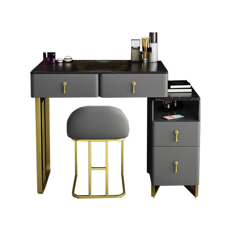 Table de coiffeuse glam véritable table de vanité en cuir avec 4 tiroirs de rangement