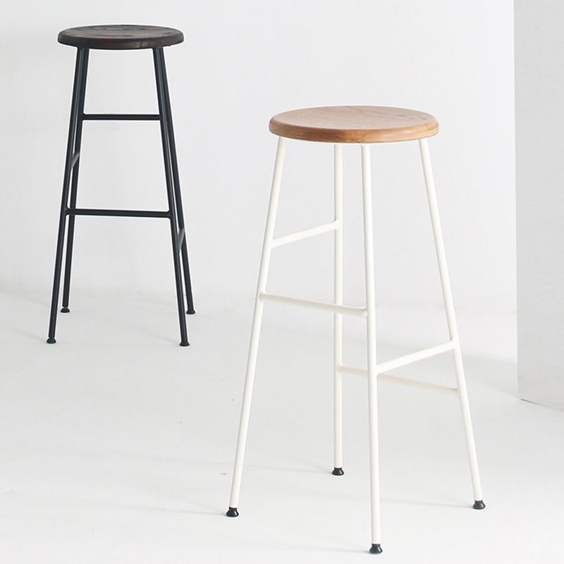 Round Modern Counter Bar Stool Armless Indoor Bar Stool with Footrest and Steel Base Clearhalo 'Bar Furniture' 'Bar Stools' 'bar_stools' 'furn' 'furn_bar_stools' 'furniture_bar_stools' 'Kitchen & Dining Furniture' 'kitchen&dining_furn' 'kitchen' 'kitchen_furn' Furniture' 1200x1200_ebaa10e1-4956-4d03-8f9d-ee80e38aaad5