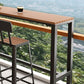 Mesa de bar marrón de 1/5 piezas con taburetes de metal, juego de pub de madera de fabricación industrial
