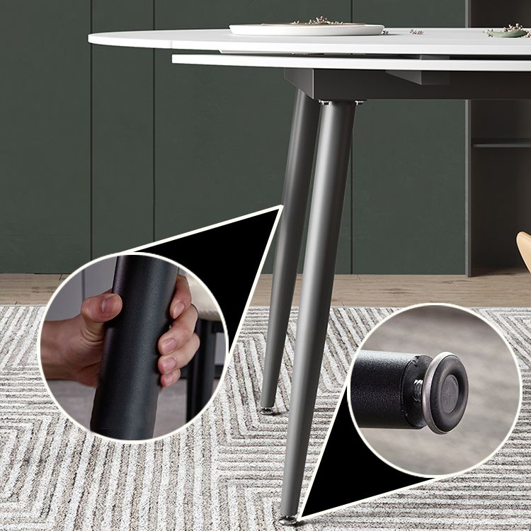 Extendable Luxury Dining Table Adjustable Sintered Stone Top Table with 4 Legs Clearhalo ' dining_table' 'Dining Tables & Seating' 'Dining Tables' 'furn' 'furn_dining_table' 'Furniture' 'furniture_dining_table' 'Kitchen & Dining Furniture' 'kitchen&dining_furn' 'kitchen' 'kitchen_dining_table' 1200x1200_ebabd90c-41a4-4e05-b4f9-0aa906c3c84c