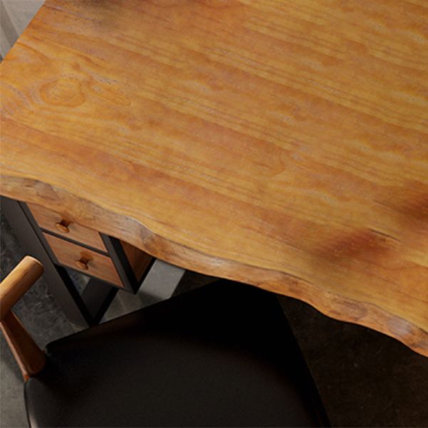 Wood Industrial Computer Desk rechthoekige bureau met 2 laden