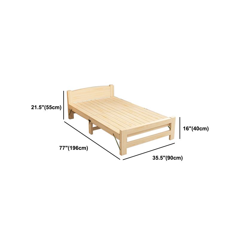 Natural Pine Wood Bed Frame Nordic 21.65" H Folding Bed with Headboard Clearhalo 'Bedroom Furniture' 'Beds' 'furn' 'furn_beds' 'Furniture' 1200x1200_ebacd884-fab6-4ded-84ef-deb78c83553c