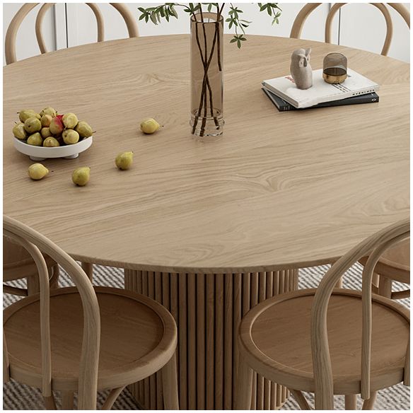 Modern Round Dining Table Pine Solid Wood Pedestal Dining Table in Natural Clearhalo 'Dining Tables & Seating' 'Dining Tables' 'dining_table' 'furn' 'furn_dining_table' 'Furniture' 'furniture_dining_table' 'Kitchen & Dining Furniture' 1200x1200_ebad05a8-f596-437a-9d65-6d24aaf81d55