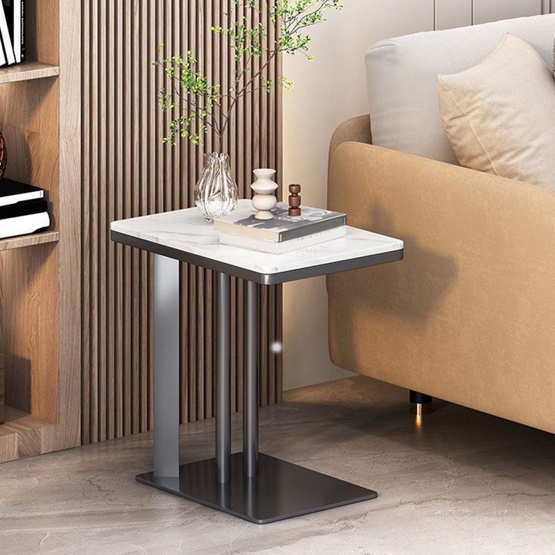 Contemporary Metal C Side Table Slate Top Rectangular Side Table