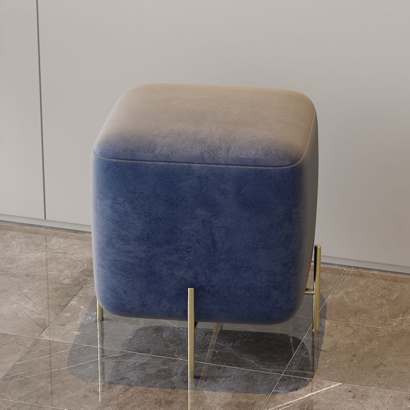 Glam Square Target Pouf Plain Velvet Metal Frame Water Resistant Couch Ottoman