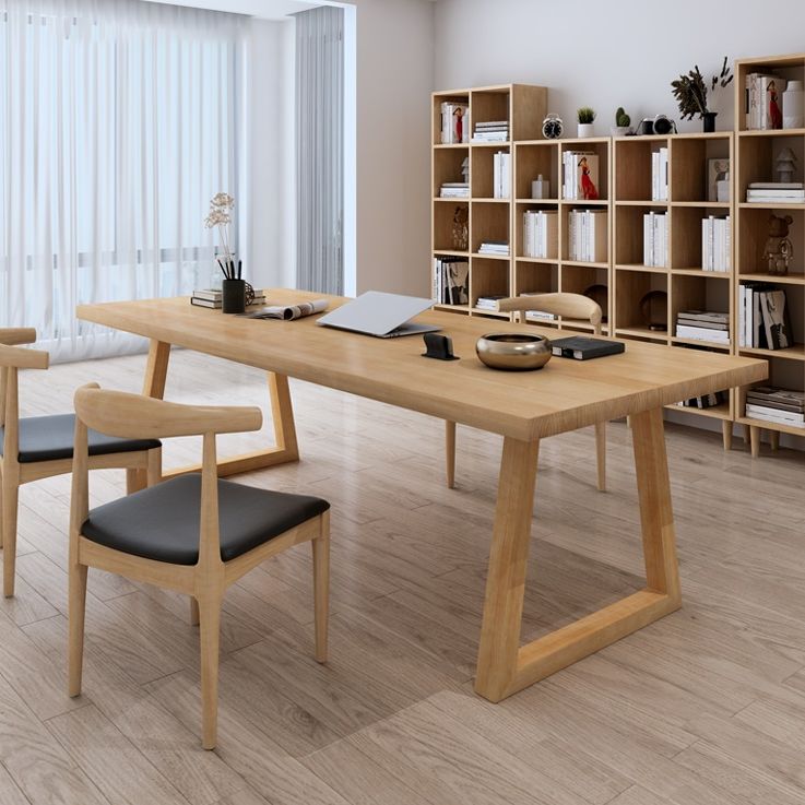Contemporary Pine Wood Office Desk Rectangular Desk with Sled Base Clearhalo 'furn' 'furn_office_desk' 'Furniture' 'Office Desks' 'Office Furniture' 'office_desk' 1200x1200_ebaf560c-0657-4178-8ec8-320f8c6a281c