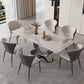 Contemporary Pedestal Dining Table Rectangle Sintered Stone Top Table for Home