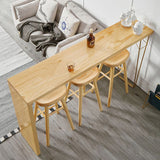 Natural Wood Counter Table with Rectangle Table Top Double Pedestal Table - 41.3" H Clearhalo 'Bar Furniture' 'Bar Tables' 'bar_tables' 'furn' 'furn_bar_tables' 'Furniture' 'furniture_bar_tables' 'Kitchen & Dining Furniture' 1200x1200_ebaff94d-4cd4-4588-b213-b7fcfd14437e