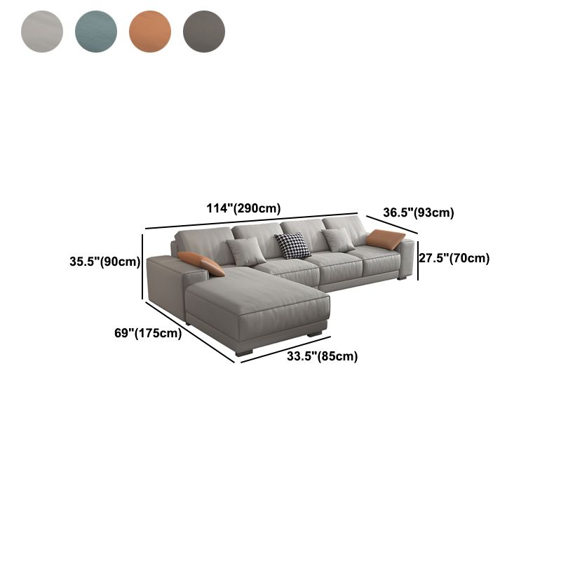 Contemporary Stain-Resistant Faux Leather L-Shape Square Arm Sofa