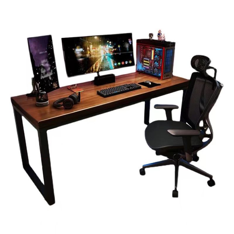 Modern Style Rectangular Writing Desk with Solid Wood Top and Black Iron Legs Clearhalo 'Furniture' 'furniture_office_desk' 'Office Desks' 'Office Furniture' 'office_desk' 1200x1200_ebb3c609-09c4-44c5-922e-d918eea83b38