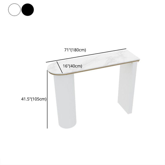 Stone Bar Dining Table Modern Oval Bar Table with Double Pedestal for Kitchen Dining Room Clearhalo 'Bar Furniture' 'Bar Tables' 'bar_tables' 'furn' 'furn_bar_tables' 'Furniture' 'furniture_bar_tables' 'Kitchen & Dining Furniture' 1200x1200_ebb43e16-6759-4443-a48e-5af5149856c3