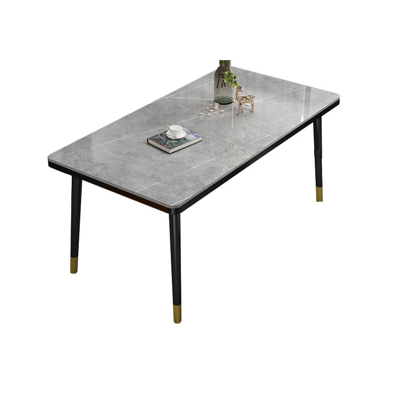 Mesa de comedor rectangular estilo Glam, mesa de comedor con tapa de piedra para comedor