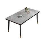 Mesa de comedor rectangular estilo Glam, mesa de comedor con tapa de piedra para comedor