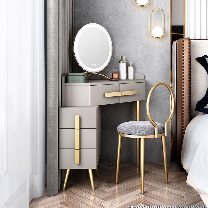 33.4" Wide Vanity Set with Stool Engineered Wood and Metal Dressing Table