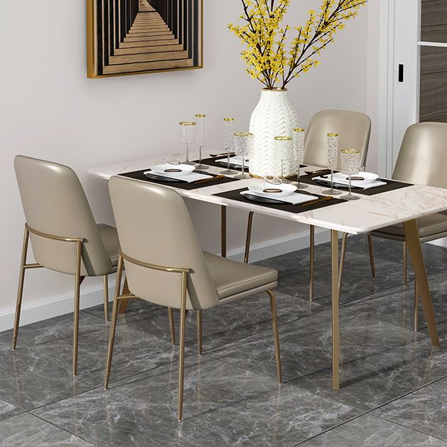 Faux Cuero y Metal Con comedor sin brazo y acento contemporáneo