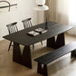 Mesa de comedor de madera maciza de pino mesa de doble pedestal moderna en negro
