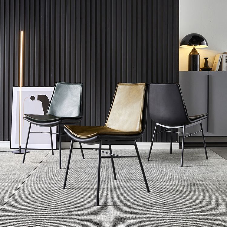 Industrial Style Leather Dining Chairs Solid Back Armless Side Chairs (Set of 2) Clearhalo ' kitchen&dining_furn' 'Dining Chairs' 'Dining Tables & Seating' 'dining_chair' 'furn' 'furn_dining_chair' 'Furniture' 'furniture_dining_chair' 'Kitchen & Dining Furniture' 'kitchen' 1200x1200_ebb86112-bfc1-4c2e-a011-7caa54641c54