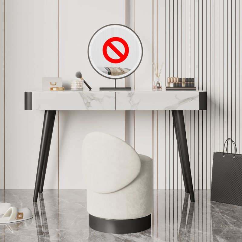 Weißer Waschtisch 29,52 "Hochmetall- und Stein -Top -Waschtisch mit Stuhl