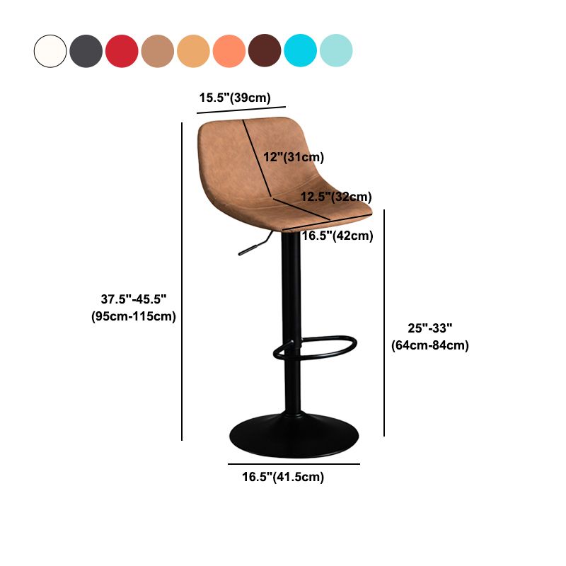 Industrial Metal Barstool Faux Leather Counter Stool for Home